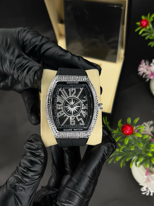 Denvosi Luxury Diamond Studded Strap Men’s Watch Elegant Durable Stylish Premium Choice For Parties Daily Wear And Special Occasions (Without Box)