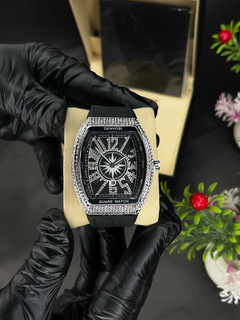Denvosi Luxury Diamond Studded Strap Men’s Watch Elegant Durable Stylish Premium Choice For Parties Daily Wear And Special Occasions (Without Box)