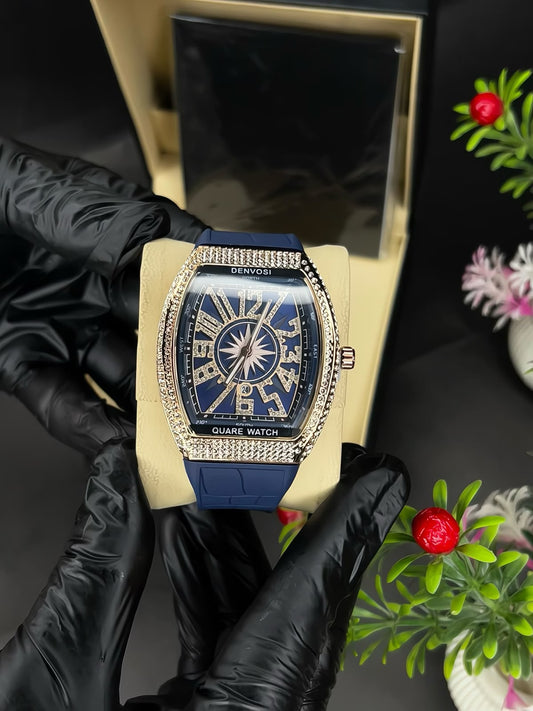 Denvosi Luxury Diamond Studded Strap Men’s Watch Elegant Durable Stylish Premium Choice For Parties Daily Wear And Special Occasions (Without Box)