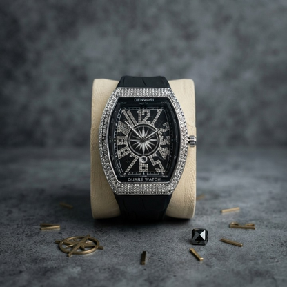 Denvosi Luxury Diamond Studded Strap Men’s Watch Elegant Durable Stylish Premium Choice For Parties Daily Wear And Special Occasions (Without Box)
