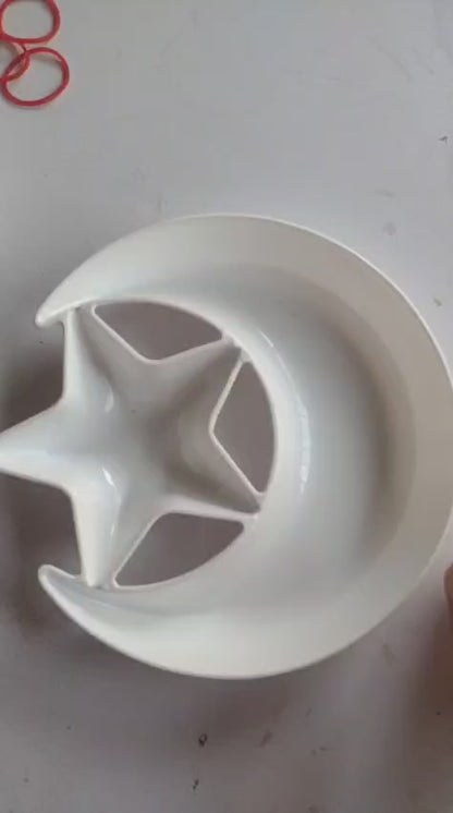 1 PCs Moon Star Serving Plate – Decorative Dessert & Snack Plate, Stylish Star & Moon Design Dish (Plastic)